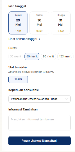 Detail pemesanan jadwal konsultasi